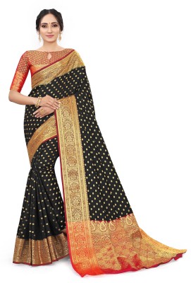 GOPINATH WEAVES Woven Kanjivaram Silk Blend Saree(Black)