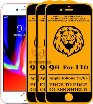 KING COVERS Tempered Glass Guard for Edge To Edge Tempered Glass for iPhone 8 Plus (Pack of 3)(Pack of 3)