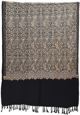 SUMEDH handcrafts Acrylic Embroidered Women, Men Shawl(Black)