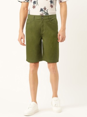 United Colors of Benetton Solid Men Dark Green Chino Shorts