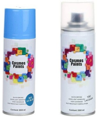 Cosmos 190Clear Lacquer &303,141 Blue Spray Paint 200ml (Imported) (Pack of 2 Can) Clear Lacker, Blue Spray Paint 400 ml(Pack of 2)