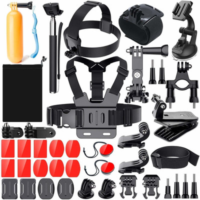housemate 40 in 1 Mounts and Straps Accessory Kit for GoPro Hero 7/6/5/4/3/2/1/SJCAM Xiaomi Yi Action Camera Strap (Black) Strap(Black)