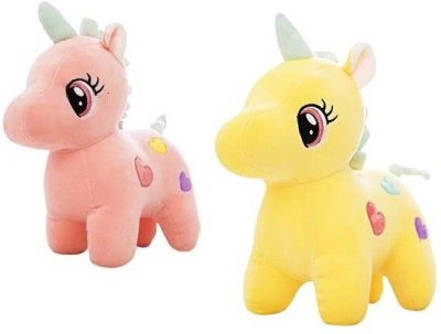 MPR ENTERPRISES Pink & Yellow unicorn soft toy for kids, children & girls playing teddy bear in size of 26cm long  - 26 cm(Multicolor)