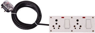 Hazzlewood 16 AMPS 3 pin junction box of 1.0 sqmm* 3 core of 3 meter plug wire of 2 way switch board 2  Socket Extension Boards(White, 3 m)