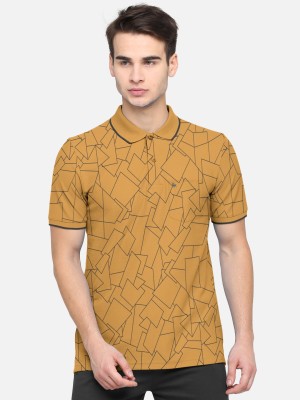 Bullmer Printed Men Polo Neck Yellow T-Shirt