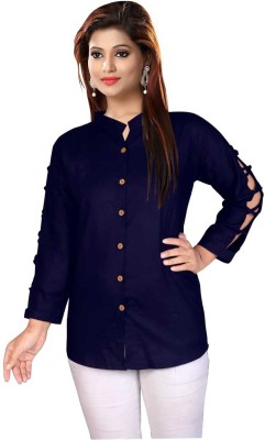 BITU FASHIONS Casual Solid Women Blue Top