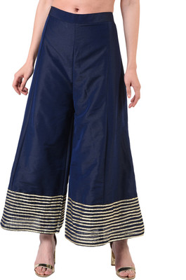 FLOREOS Flared Women Dark Blue Trousers