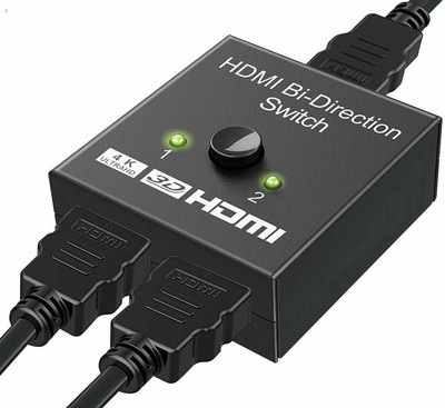 TERABYTE HDMI Switch 3D - 2 Port Bi-Directional Manual Button HDMI Switch 2 in 1 Out or 1 in 2 Out Splitter Supports 1080p 2k 4k Full hd Support -HDMI Switch Media Streaming Device(Black)