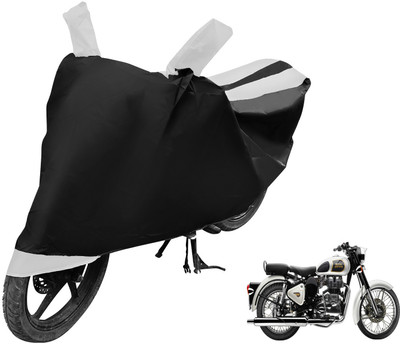 Auto Hub Two Wheeler Cover for Royal Enfield(Classic 350, Black, White)