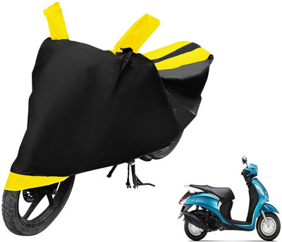 MOCKHE Two Wheeler Cover for Yamaha(Fascino, Black, Yellow)