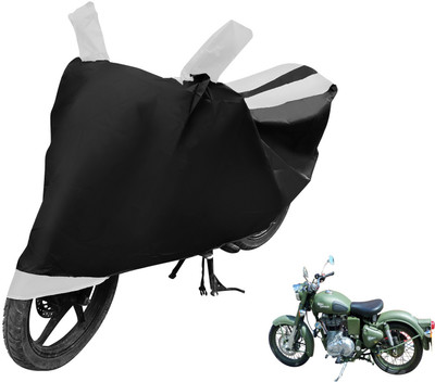 Auto Hub Two Wheeler Cover for Royal Enfield(Battle, Black, White)