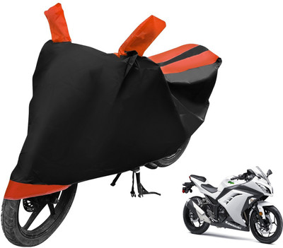 Auto Hub Two Wheeler Cover for Kawasaki(Ninja 300, Black, Orange)