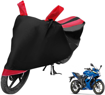 MOCKHE Two Wheeler Cover for Suzuki(Gixxer SF, Black, Red)