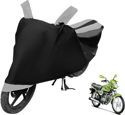 Auto Hub Two Wheeler Cover for Hero(HF Deluxe Eco, Black, Silver)