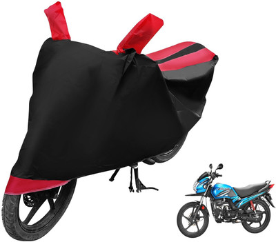 MOCKHE Two Wheeler Cover for Hero(Passion Pro TR, Black, Red)