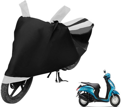 Auto Hub Two Wheeler Cover for Yamaha(Fascino, Black, White)