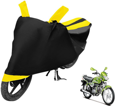 MOCKHE Two Wheeler Cover for Hero(HF Deluxe Eco, Black, Yellow)