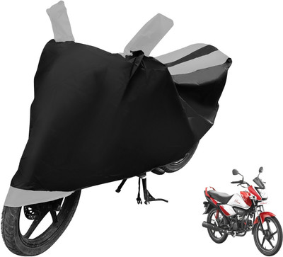 MOCKHE Two Wheeler Cover for Hero(Splendor I Smart, Black, Silver)