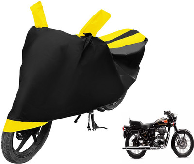 MOCKHE Two Wheeler Cover for Royal Enfield(500, Black, Yellow)