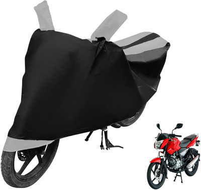 MOCKHE Two Wheeler Cover for Bajaj(Pulsar 135 LS DTS-i, Black, Silver)