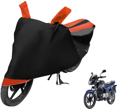 Auto Hub Two Wheeler Cover for Bajaj(Pulsar 150 DTS-i, Black, Orange)