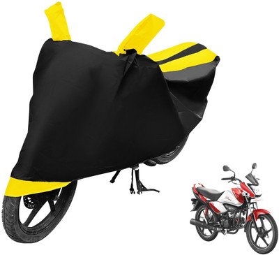 Auto Hub Two Wheeler Cover for Hero(Splendor I Smart, Black, Yellow)