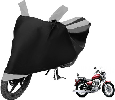 Auto Hub Two Wheeler Cover for Royal Enfield(Bullet 350 Twinspark, Black, Silver)