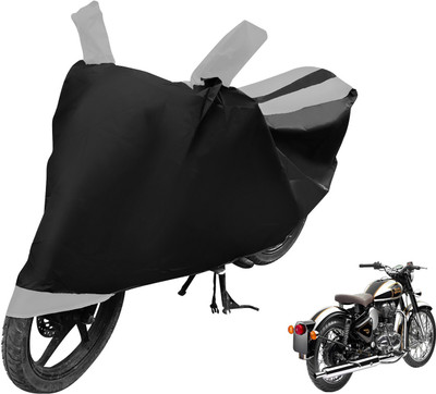 MOCKHE Two Wheeler Cover for Royal Enfield(Classic Chrome, Black, Silver)
