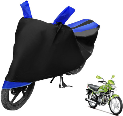 MOCKHE Two Wheeler Cover for Hero(HF Deluxe Eco, Black, Blue)