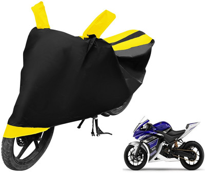Auto Hub Two Wheeler Cover for Yamaha(YZF R25, Black, Yellow)
