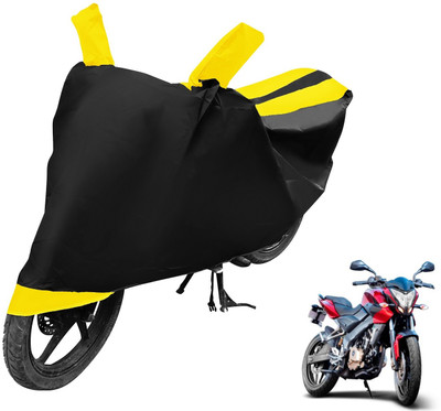 Auto Hub Two Wheeler Cover for Bajaj(Pulsar 200 NS DTS-i, Black, Yellow)