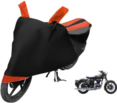 MOCKHE Two Wheeler Cover for Royal Enfield(Battle Green, Black, Orange)