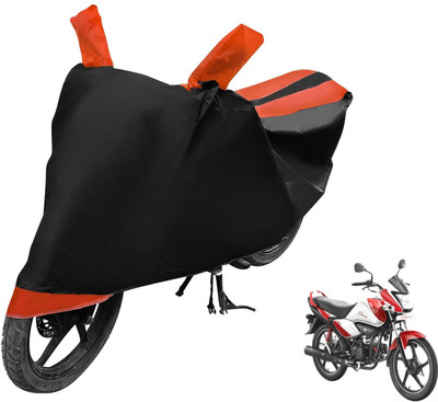 Auto Hub Two Wheeler Cover for Hero(Splendor I Smart, Black, Orange)