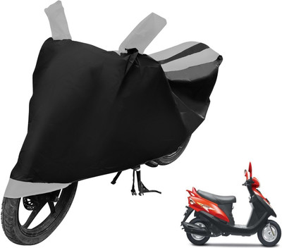 MOCKHE Two Wheeler Cover for Mahindra(Flyte, Black, Silver)