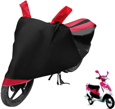 MOCKHE Two Wheeler Cover for TVS(Scooty Pep+, Black, Red)