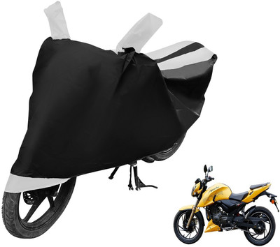 Auto Hub Two Wheeler Cover for TVS(Apache RTR 200 4V, Black, White)