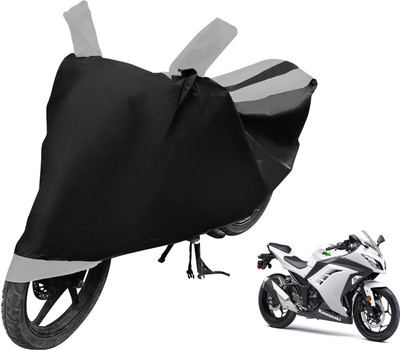 Auto Hub Two Wheeler Cover for Kawasaki(Ninja 300, Black, Silver)