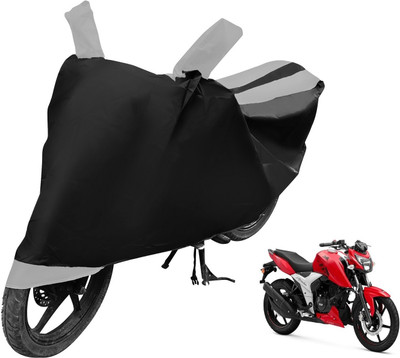 MOCKHE Two Wheeler Cover for TVS(Apache RTR 160 4V, Black, Silver)