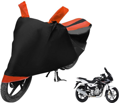 MOCKHE Two Wheeler Cover for Bajaj(Pulsar 220 DTS-i, Black, Orange)