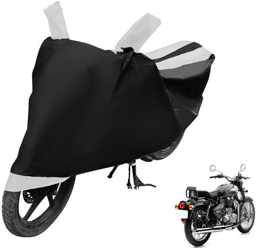 MOCKHE Two Wheeler Cover for Royal Enfield(Bullet 500, Black, White)