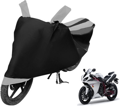 MOCKHE Two Wheeler Cover for Yamaha(Black, Silver)