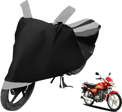 Auto Hub Two Wheeler Cover for Hero(HF Deluxe, Black, Silver)