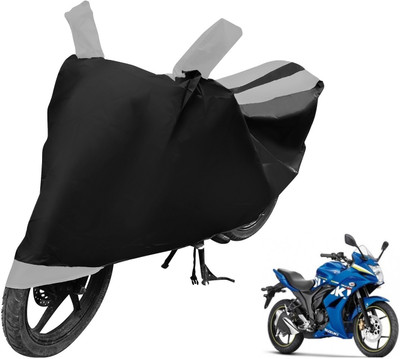 MOCKHE Two Wheeler Cover for Suzuki(Gixxer SF, Black, Silver)