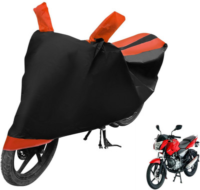Auto Hub Two Wheeler Cover for Bajaj(Pulsar 135 LS DTS-i, Black, Orange)