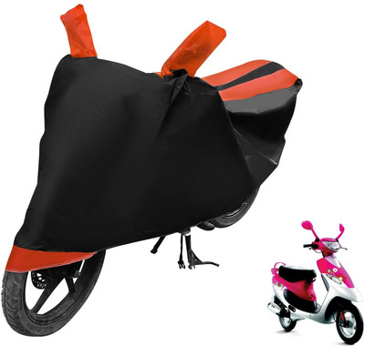 MOCKHE Two Wheeler Cover for TVS(Scooty Pep+, Black, Orange)