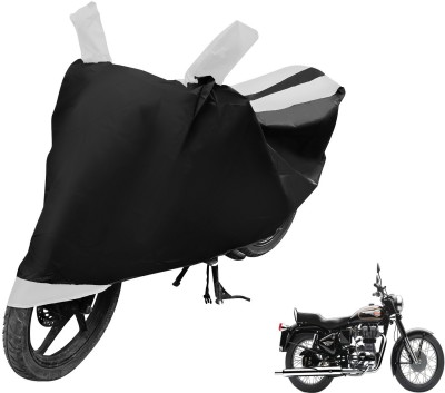 MOCKHE Two Wheeler Cover for Royal Enfield(Bullet 350, Black, White)