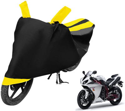 MOCKHE Two Wheeler Cover for Yamaha(Black, Yellow)