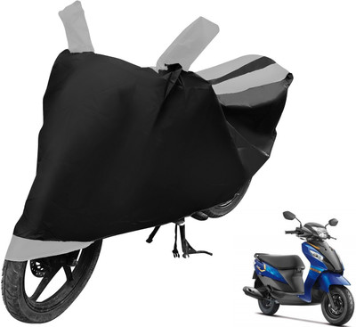 MOCKHE Two Wheeler Cover for Suzuki(Let's, Black, Silver)