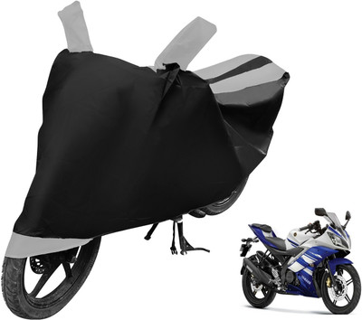 MOCKHE Two Wheeler Cover for Yamaha(R15, Black, Silver)
