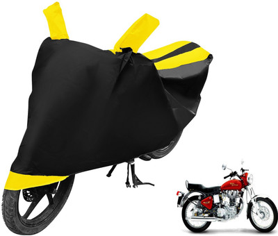 MOCKHE Two Wheeler Cover for Royal Enfield(Electra 5S, Black, Yellow)